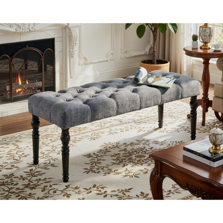 Sunvega Gray Tufted Upholstered Dining Chairs with Light Oak Finish
