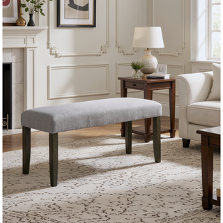 Sunvega Mossy Grey Backless Bench with Memory Foam Topper and Tapered Legs
