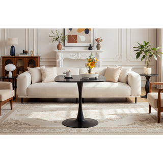 Sunvega 24 Inch Black Square Tulip Dining Table with Sturdy Metal Base for 2-4 Person