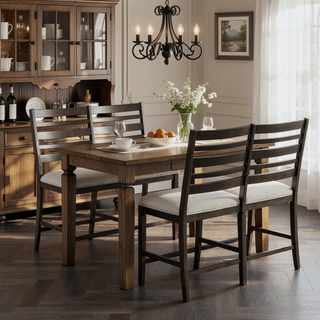 Sunvega Classic Style Dark Espresso Finish Upholstered Wooden Dining Bench