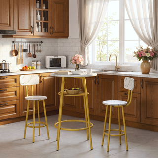 Sunvega Foldable Counter Height Bar Table Set with 2 Stools for Kitchen