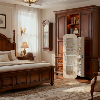 Sunvega Jewelry Cabinet Armoire with Full Length Mirror and Lockable Storage