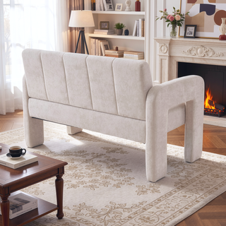 Sunvega Nordic Modern Upholstered Sofa with Dual Armrests for Living Room and Bedroom
