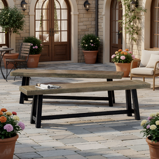 Sunvega Acacia Wood Outdoor Bench Set with Slat Design and Teak Finish