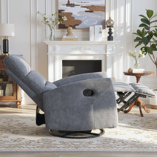 Sunvega Manual Recliner Chair with 360 Degree Swivel and Rocking Function in Grey Fabric