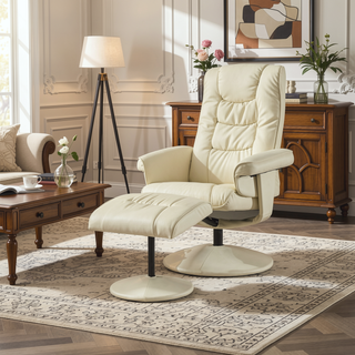 Sunvega PU Leather Recliner Chair with Ottoman 360 Swivel Massage and Heated Seat