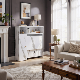 Sunvega Multifunctional Folding Dining Table with Wall-Mounted Sideboard and Storage
