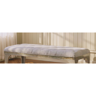 Sunvega Transitional Style Upholstered Bench with Button Tufted Seat and Flannelette Cushion