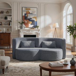 Sunvega Soft Teddy Bear Fabric Folding Sofa Bed Sleeper Futon for Living Room