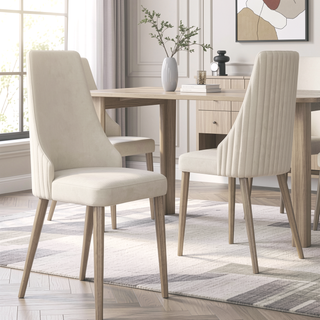 Sunvega PU Leather Dining Chairs with Metal Legs and Cloud Cushion Set of 2