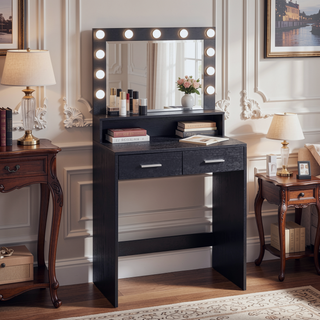 Sunvega Hollywood Style Vanity Desk with Mirror and 11 Lights 3 Modes Large Drawer for Bedroom
