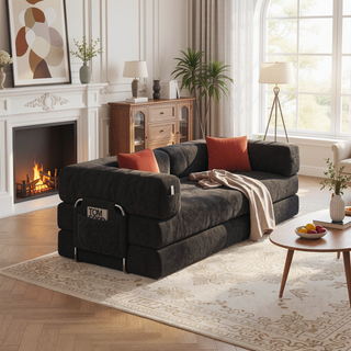 Sunvega Modular Convertible Folding Sofa Bed with Removable Washable Corduroy Fabric