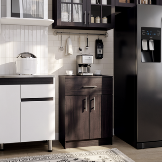 Sunvega Black Multistorage Pantry Cabinet with One Drawer and Two Shelves