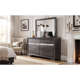 Sunvega Seven Drawer Wood Dresser with Spacious Storage for Bedroom
