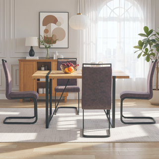 Sunvega Modern Simple Rectangular MDF Dining Table with Black Metal Legs for 4-6 People