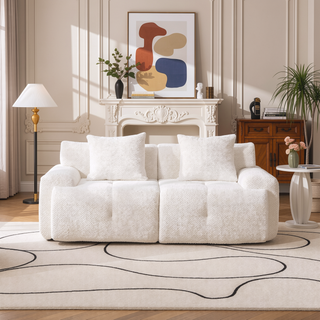 Sunvega Modular Loveseat Sofa with Tufted Design and Two Pillows for Living Room