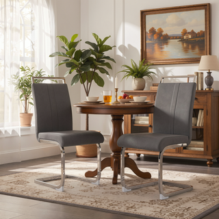 Sunvega Modern Faux Leather High Back Dining Chairs with C-Shaped Metal Legs Set of 4
