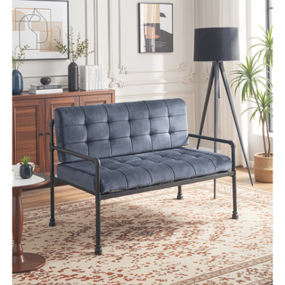 Sunvega Brantley Gray Velvet Upholstered Bench with Memory Foam Cushion