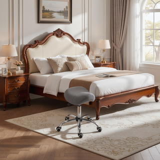 Sunvega Ergonomic Adjustable Height Rolling Saddle Stool with PU Leather Seat