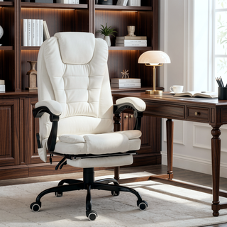 Sunvega High Back PU Leather Office Chair with 7-Point Vibrating Massage and Reclining