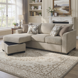 Sunvega Modern Sleeper Sectional Sofa with Chaise and Reversible Cushions
