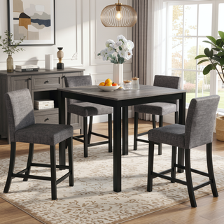 Sunvega Modern 5-Piece Dining Table Set with Upholstered Chairs for Kitchen and Dining Room