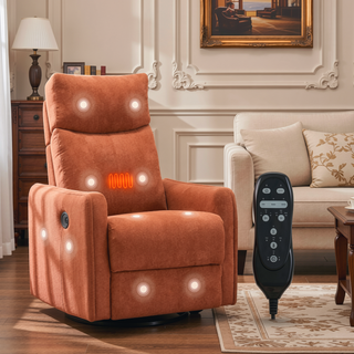 Sunvega Fabric Swivel Rocker Recliner Chair with Massage and Lumbar Heat for Living Room