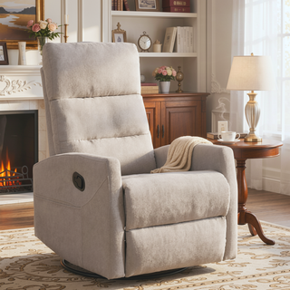 Sunvega Manual Recliner Chair with 360 Degree Swivel and Rocking Function in Grey Fabric