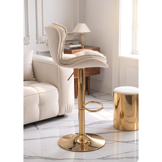 Sunvega Set of 2 Swivel Bar Stools with Chrome Footrest and Adjustable Height