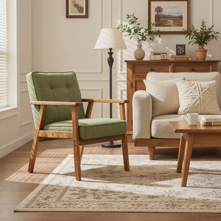 Sunvega Leisure Chair with Armrest Thick Cushion and Matching Wooden Coffee Table