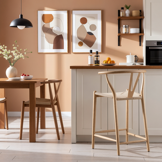 Sunvega Natural Ash Wishbone Counter Stool with Hand Woven Paper Cord Seat
