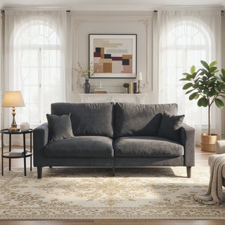 Sunvega 74 Inch High Resilience Three Seater Sofa with Sturdy Wooden Frame