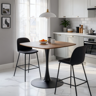 Sunvega 24 Inch Black Square Tulip Dining Table with Sturdy Metal Base for 2-4 Person