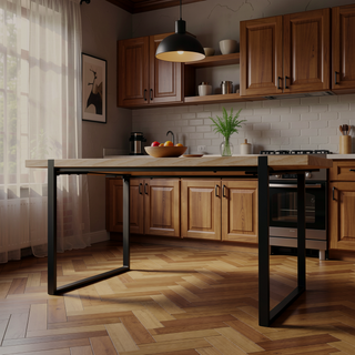 Sunvega Modern Industrial Rectangular MDF Light Wood Dining Table for 4-6 People