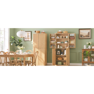 Sunvega 72 Inch Tall Kitchen Pantry Cabinet with Fluted Wood Doors and 6 Shelves