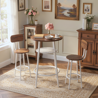 Sunvega Foldable Counter Height Bar Table Set with 2 Stools for Kitchen