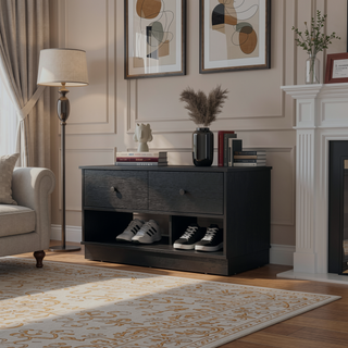 Sunvega Tulip Storage Bench with Two Drawers and Two Shelves
