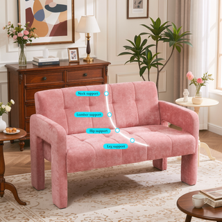 Sunvega Nordic Modern Upholstered Sofa with Dual Armrests for Living Room and Bedroom