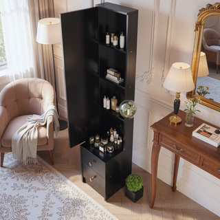 Sunvega Simple Stylish Full Body Mirror Cabinet with Multi Layer High Capacity Storage