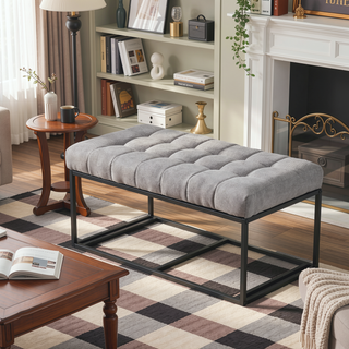 Sunvega Storage Ottoman Bench with Legs for Living Room Bedroom Entryway
