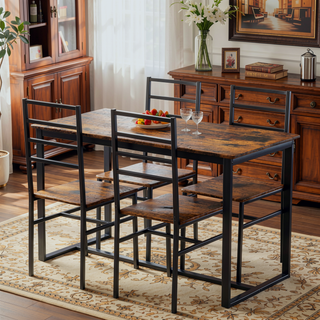 Sunvega 5 Piece Modern Dining Table Set with MDF Top and Iron Frame for 4