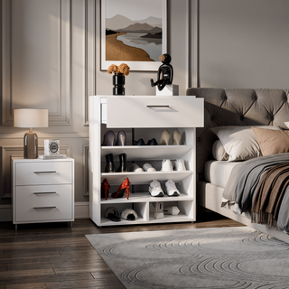 Sunvega Modern 1 Door 5 Shelves Shoe Rack with 4 Sturdy Legs for Bedroom