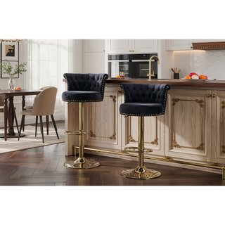 Sunvega Velvet 360 ° Rotating Bar Chair with Soft Pillow and Adjustable Height for Kitchen