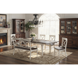 Sunvega Mocha and Antique White Country Style Bench for Your Home