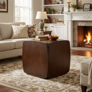 Sunvega Modern Walnut Finish Dining Table with Storage Shelf for Gatherings