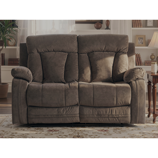 Sunvega Reclining Transitional Microfiber Fabric Loveseat with Lumbar Support