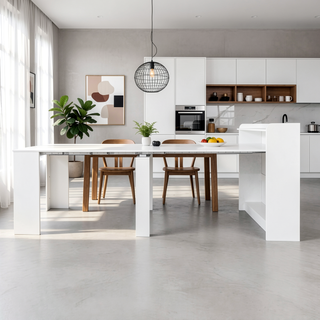 Sunvega Modern Extendable Dining Table with Storage for Kitchen Living Room