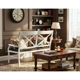 Sunvega Mocha and Antique White Country Style Bench for Your Home