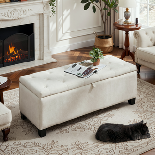 Sunvega Large Storage Upholstered Rectangular Bench with Soft Velvet Fabric for Entryway