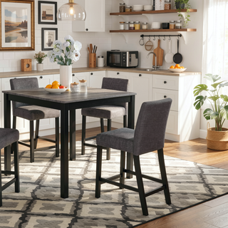 Sunvega Modern 5-Piece Dining Table Set with Upholstered Chairs for Kitchen and Dining Room